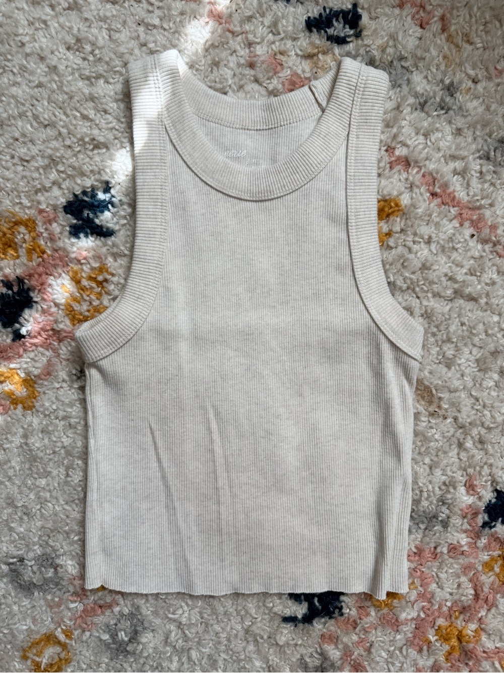 aerie Ribbed Tank Top in Light Beige